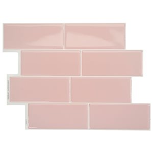 Smart Tiles Metro Ava 11.56-in x 8.38-in Pink 3D Peel and Stick Self-Adhesive Wall Tiles - 4-Pack