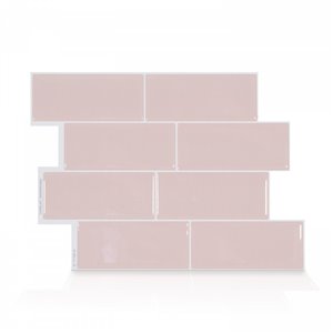 Tuiles murales autocollantes 3D Metro Ava de Smart Tiles, 11,56 po x 8,38 po, rose, 4 pièces