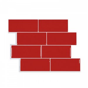 Tuiles murales autocollantes 3D Metro Sofia de Smart Tiles, 11,56 po x 8,38 po, rouge, 4 pièces