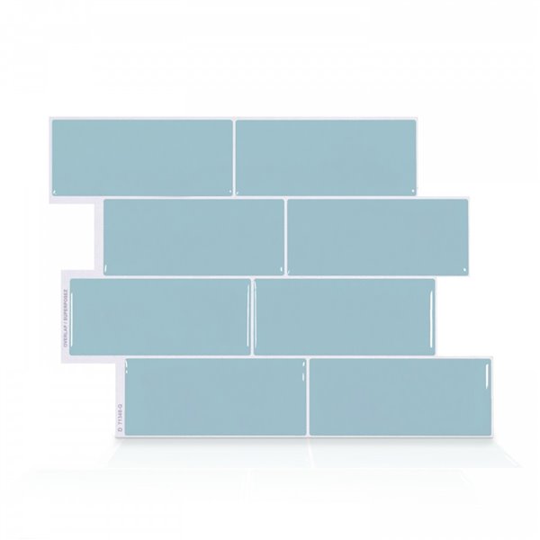 Tuiles murales autocollantes 3D Metro Babe de Smart Tiles, 11,56 po x 8,38 po, bleu, 4 pièces