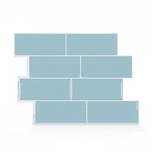 Tuiles murales autocollantes 3D Metro Babe de Smart Tiles, 11,56 po x 8,38 po, bleu, 4 pièces