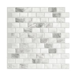 Smart Tiles Ravenna Blanco 9.8-in x 9.74-in White and Grey 3D Peel and Stick Self-Adhesive Wall Tiles - 4-Pack