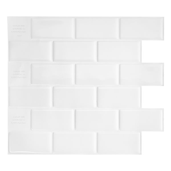 Smart Tiles Subway 4pack White 10in X 11in Glossy Composite Vinyl Wall Tile SM10204 RONA
