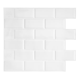 Smart Tiles Subway White 10.95-in x 9.7-in White 3D Peel and Stick Self-Adhesive Wall Tiles - 4-Pack