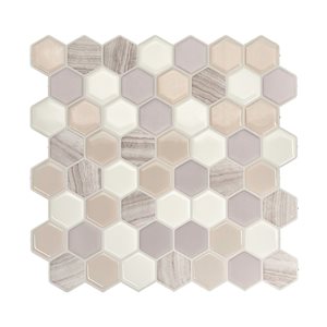 Smart Tiles Hexagone Greige 9.76-in x 9.35-in Taupe and Beige 3D Peel and Stick Self-Adhesive Wall Tiles - 4-Pack