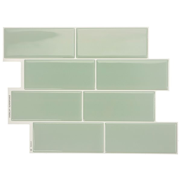 Smart Tiles Metro 4-pack Mint 10-in X 11-in Glossy Composite Vinyl Wall Tile