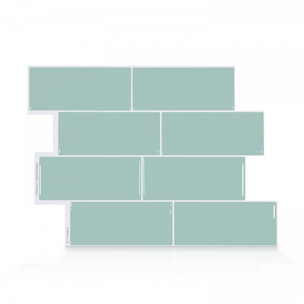 Tuiles murales autocollantes 3D Metro Mia de Smart Tiles, 11,56 po x 8,38 po, bleu gris, 4 pièces