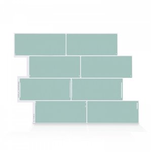 Tuiles murales autocollantes 3D Metro Mia de Smart Tiles, 11,56 po x 8,38 po, bleu gris, 4 pièces