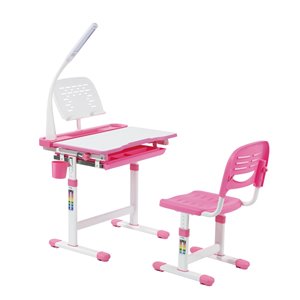 United Canada Avicenna 26-in Pink Modern/Contemporary Kids Desk and Chair Set with LED Light and Bookholder