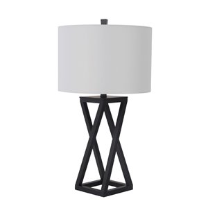 Lampe de table de 28 po avec abat-jour en tissu et interrupteur à 3 voies par Scott Living, noir mat, lot de 1
