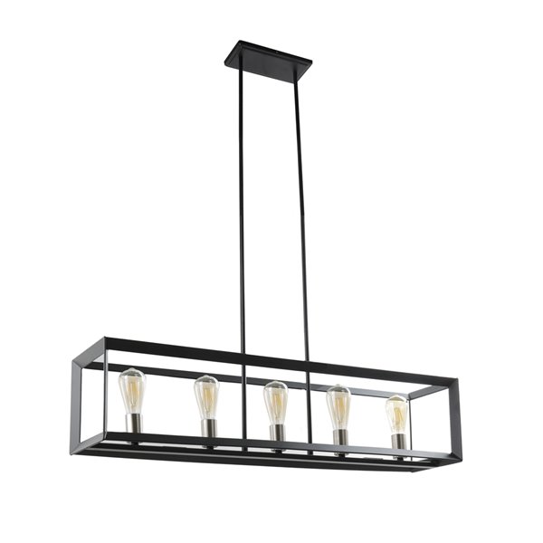 Scott Living Brushed Nickel Industrial, Hamilton Collection 5 Light Black And Gold Chandelier With Metal Shades