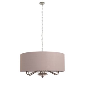 Luminaire suspendu moderne contemporain Kerry avec abat-jour et lumière incandescente par Scott Living, moyen, nickel brossé