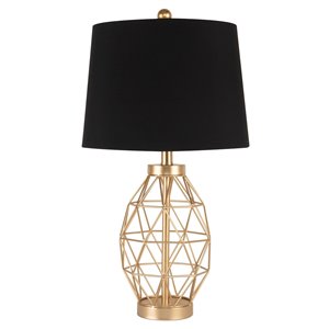 Lampe de table standard de 25,5 po avec abat-jour en tissu et interrupteur marche/arrêt par Scott Living, doré, lot de 1
