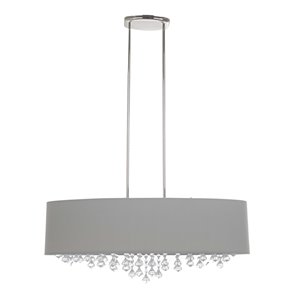 Luminaire suspendu moderne Isabella avec abat-jour et lumière incandescente par Scott Living, grand, chrome