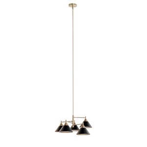 Luminaire suspendu moderne Alton avec abat-jour cloche et lumière incandescente par Scott Living, grand, noir mat et doré