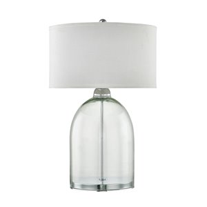 Lampe de table standard de 24,75 po avec abat-jour en tissu et interrupteur marche/arrêt par Scott Living, nickel brossé/verr