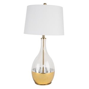 Lampe de table de 28 po avec abat-jour en tissu et interrupteur marche/arrêt par Scott Living, doré, lot de 1
