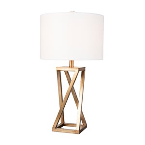 Lampe de table standard de 27,5 po avec abat-jour en tissu et interrupteur à 3 voies par Scott Living, or, lot de 1