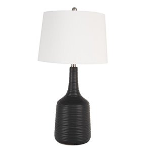 Lampe de table standard de 29 po avec abat-jour en tissu et interrupteur à 3 voies par Scott Living, noir, lot de 1