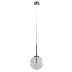 Luminaire suspendu transitionnel Midtown avec abat-jour globe en verre trempé et LED par Scott Living, nickel brossé
