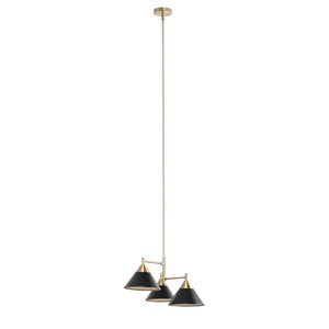 Luminaire suspendu moderne Alton de forme conique et lumière incandescente par Scott Living, moyen, noir mat et doré