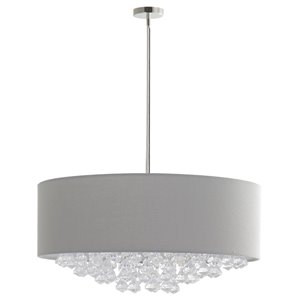 Luminaire suspendu moderne contemporain Isabella avec abat-jour et lumière incandescente par Scott Living, moyen, chrome