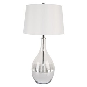 Lampe de table de 28 po avec abat-jour en tissu et interrupteur marche/arrêt par Scott Living, chrome, lot de 1