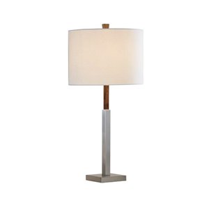 Lampe de table standard de 28 po avec abat-jour en tissu et interrupteur à 3 voies par Scott Living, nickel brossé, lot de 1