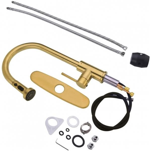 American Imaginations Brass 1-handle Deck Mount High-arc Handle/lever Residential Kitchen Faucet, Deck Plate Included