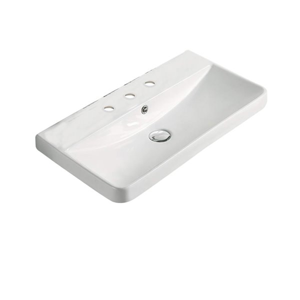 American Imaginations 23.82-in Enamel Glaze Fire Clay Single Rectangular-Shaped Sink Bathroom Vanity Top