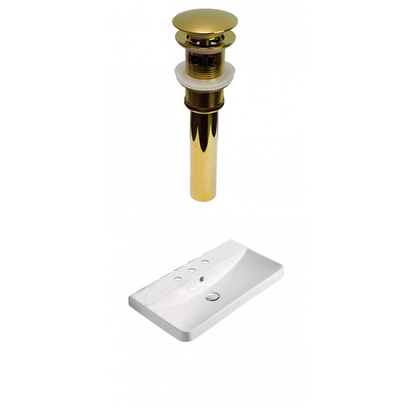 American Imaginations 23.82-in Enamel Glaze Fire Clay Single Rectangular-Shaped Sink Bathroom Vanity Top