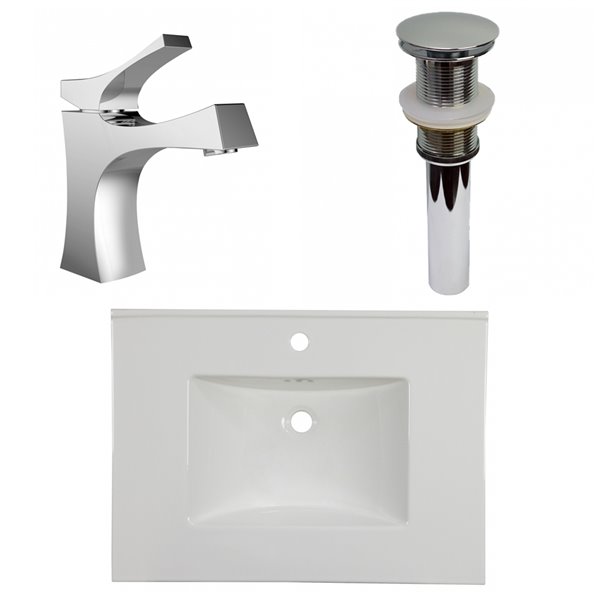 American Imaginations Flair 30.75-in White Fire Clay Bathroom Vanity Top American Imaginations Flair 30.75-in White Fire Clay Bathroom Vanity Top