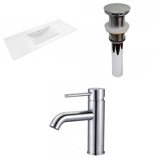 American Imaginations Alum 48-in Enamel Glaze Fire Clay Single Ceramic Sink Bathroom Vanity Top