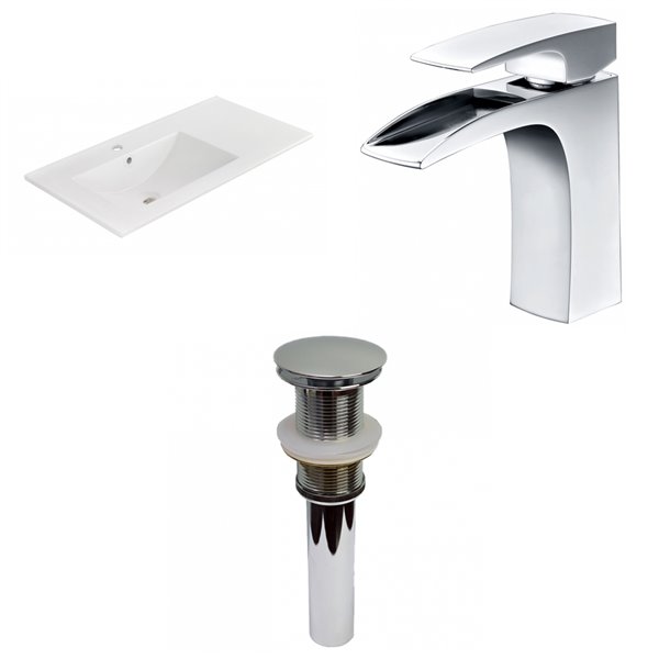 American Imaginations 35.5-in Enamel Glaze Ceramic Single Sink Bathroom Vanity Top