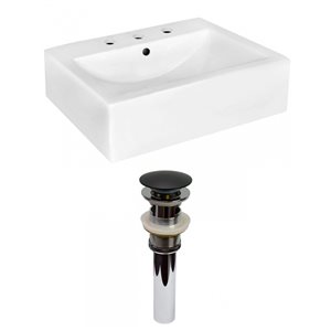 American Imaginations White Ceramic Rectangular Wall-Mount Bathroom Sink - Overflow Drain Included (16.25-in x 20.25-in)