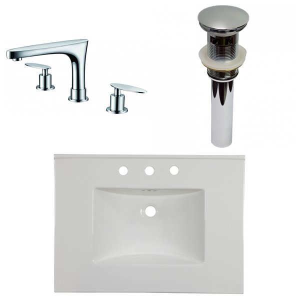 American Imaginations Flair 30.75-in White Fire Clay Bathroom Vanity Top American Imaginations Flair 30.75-in White Fire Clay Bathroom Vanity Top