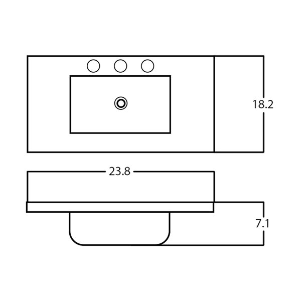 American Imaginations 23.8-in Enamel Glaze Single Ceramic Rectangular Sink Bathroom Vanity Top