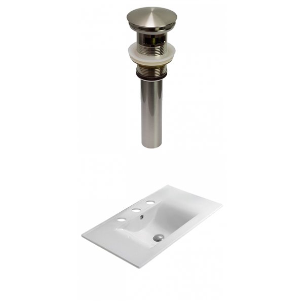 American Imaginations 23.8-in Enamel Glaze Single Ceramic Rectangular Sink Bathroom Vanity Top