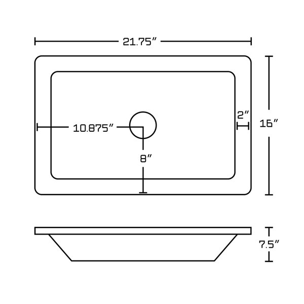 American Imaginations Ceramic Undermount Rectangular White Bathroom Sink - Overflow Drain Included (16-in x 21.75-in)