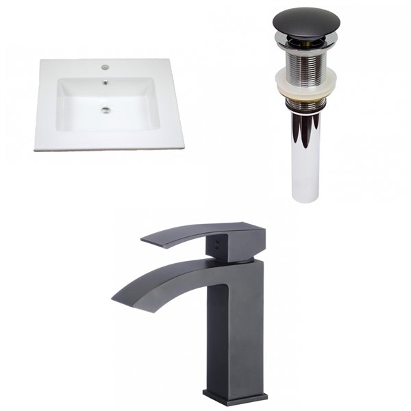 American Imaginations Flair Enamel Glaze Fire Clay Single Sink 25-in Bathroom Vanity Top