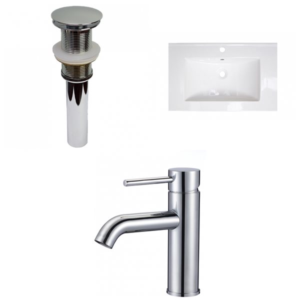 American Imaginations 24-in Enamel Glaze Fire Clay Rectangular Sink Bathroom Vanity Top