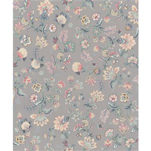 Walls Republic Fiore 57-sq. ft. Grey Non-Woven Paintable Textured Floral Unpasted Wallpaper