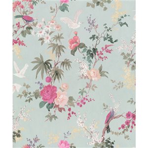 Walls Republic Fiore 57-sq. ft. Blue Non-Woven Paintable Textured Floral Paste-the-Wall Wallpaper