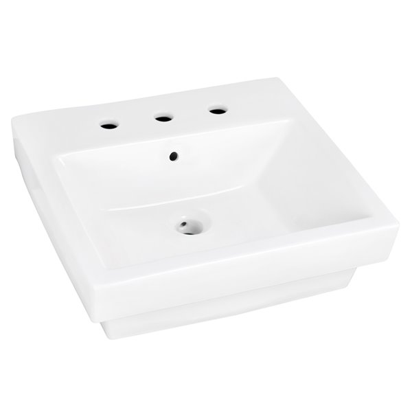 American Imaginations Ceramic Vessel Bathroom Sink (18.5-in L x 20.5-in W) - Chrome Overflow Drain Included