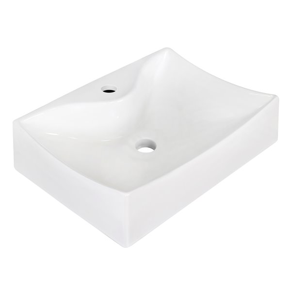 American Imaginations Ceramic Wall-mount Rectangular Bathroom Sink (15.75-in L x 21.5-in W) - Gold Drain Included