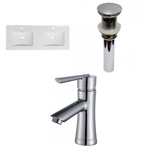American Imaginations Xena 48-in Enamel Glaze Fire clay Double sink Bathroom Vanity Top - Chrome hardware