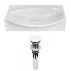American Imaginations Ceramic Vessel Irregular Bathroom Sink (12-in L x 16.5-in W) - White Drain Included