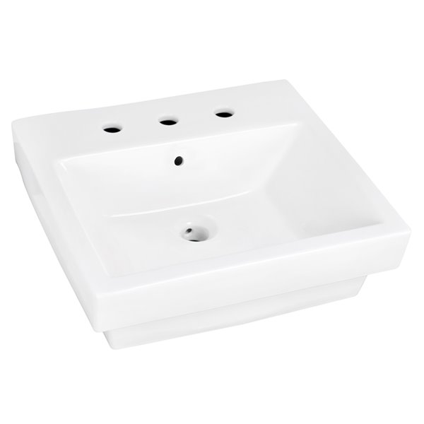 American Imaginations Ceramic Vessel Rectangular Bathroom Sink (18.5-in L x 20.5-in W) and Bronze Overflow Drain Included