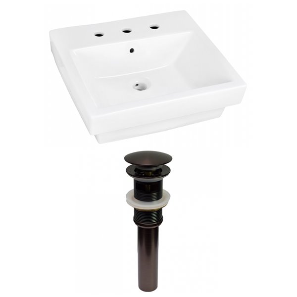 American Imaginations Ceramic Vessel Rectangular Bathroom Sink (18.5-in L x 20.5-in W) and Bronze Overflow Drain Included