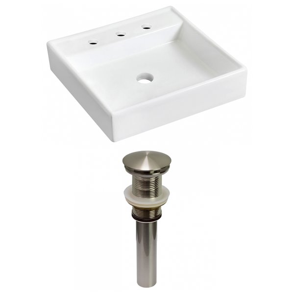 American Imaginations Ceramic Wallmount Square Bathroom Sink (17.5in